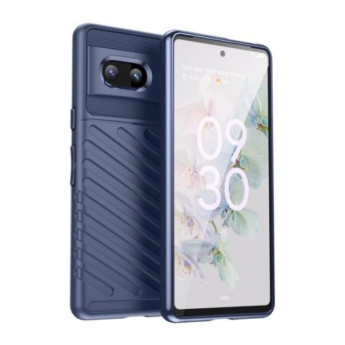 Szilikon telefonvédő (ütésállóság, csíkos, dombor minta) SÖTÉTKÉK