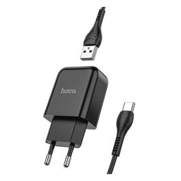  HOCO N2 VIGOUR hálózati töltő USB aljzat (10W, gyorstöltő + Type-C kábel) FEKETE
