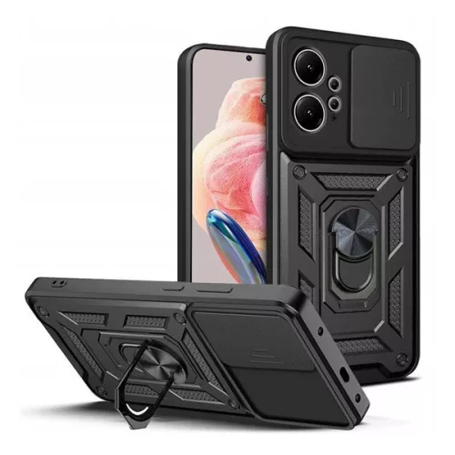 Defender szilikon telefonvédő (ütésállóság, tartógyűrű, kameravédő) FEKETE