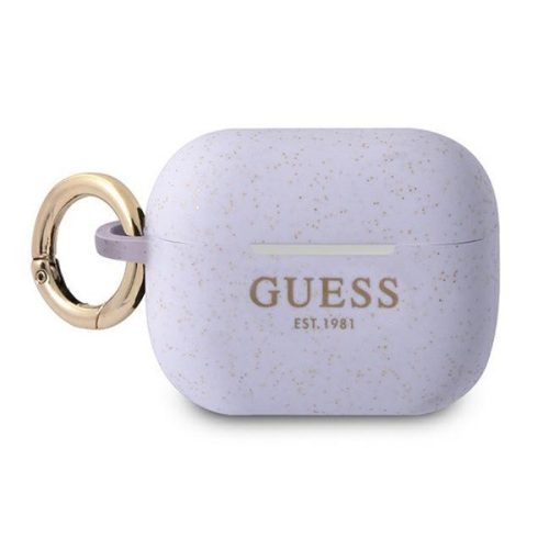 GUESS SILICONE GLITTER szilikon tok (karabíner, csillámporos) LILA Apple AirPods Pro