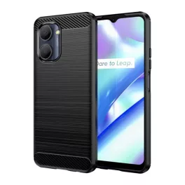   Szilikon telefonvédő (ütésállóság, légpárnás sarok, szálcsiszolt, karbon minta) FEKETE