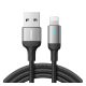 JOYROOM A10 adatkábel (USB - lightning, 2.4A, cipőfűző, LED jelzés, 200cm) FEKETE