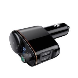   BASEUS bluetooth FM transmitter autós töltő szivargyújtó+2 USB aljzat (v4.2, 3.4A) FEKETE