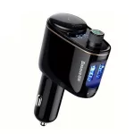 BASEUS bluetooth FM transmitter autós töltő szivargyújtó+2 USB aljzat (v4.2, 3.4A) FEKETE