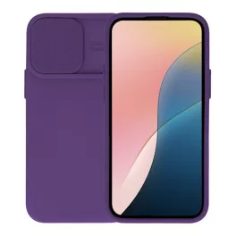   Szilikon telefonvédő (matt, mikrofiber plüss belső, kameravédő) SÖTÉTLILA