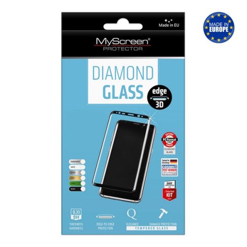 MYSCREEN DIAMOND GLASS EDGE képernyővédő üveg (3D, 0.33mm, 9H) FEKETE