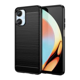   Szilikon telefonvédő (ütésállóság, légpárnás sarok, szálcsiszolt, karbon minta) FEKETE