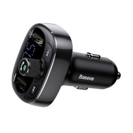   BASEUS bluetooth FM transmitter autós töltő 2 USB aljzat (36W, PD gyorstöltő, microSD kártyaolvasó) FEKETE