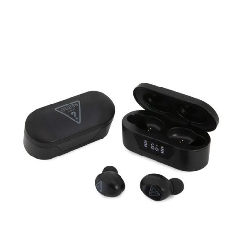 GUESS TRIANGLE bluetooth fülhallgató SZTEREO (v5.0, TWS, mikrofon, zajszűrő, IPX5 vízálló + töltőtok) FEKETE