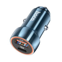   HOCO Z46A autós töltő USB+Type-C aljzat (20W, PD gyorstöltő 3.0) KÉK