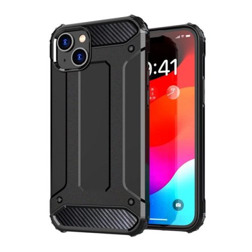 Defender szilikon telefonvédő (ütésállóság, légpárnás sarok, fémhatás) FEKETE