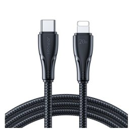   JOYROOM SURPASS adatkábel (Type-C - lightning, 20W, gyorstöltő, törésgátló, 120cm) FEKETE