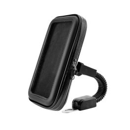   Motoros telefontartó (tükörre, 360°, por és vízálló cipzáras tok, 7" méret) FEKETE