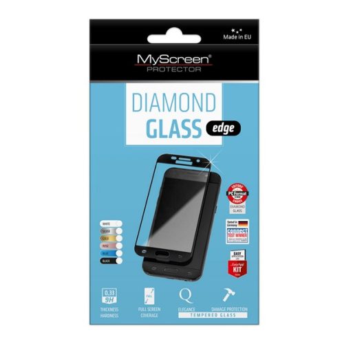 MYSCREEN DIAMOND GLASS EDGE képernyővédő üveg (3D, 0.33mm, 9H) FEKETE