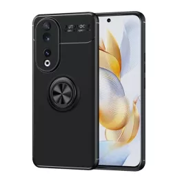   Szilikon telefonvédő (asztali tartó, tartógyűrű, 360°, mágneses) FEKETE