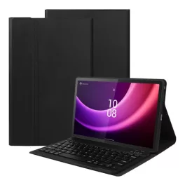   Tok álló, bőr hatású (FLIP, bluetooth billentyűzet, asztali tartó, QWERTY, angol nyelvű, ceruza tartó) FEKETE