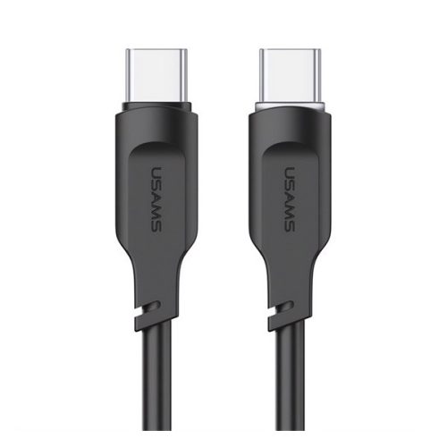 USAMS LITHE SERIES adatkábel (Type-C - Type-C, 100W, PD gyorstöltő, LED jelzés, 120cm) FEKETE