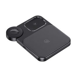   USAMS asztali töltőállvány 3in1 (15W, wireless, MagSafe, Apple Watch töltő) FEKETE