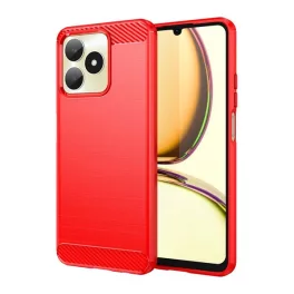  Szilikon telefonvédő (ütésállóság, légpárnás sarok, szálcsiszolt, karbon minta) PIROS