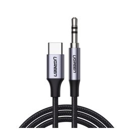 UGREEN AV143 audió kábel (3.5mm jack - Type-C, 100cm, cipőfűző) SÖTÉTSZÜRKE   UGREEN AV143 audió kábel (3.5mm jack - Type-C, 100cm, cipőfűző) SÖTÉTSZÜRKE