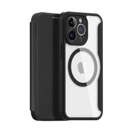 DUX DUCIS SKIN X PRO tok álló, bőr hatású (FLIP, oldalra nyíló, RFID, MagSafe) FEKETE   DUX DUCIS SKIN X PRO tok álló, bőr hatású (FLIP, oldalra nyíló, RFID, MagSafe) FEKETE