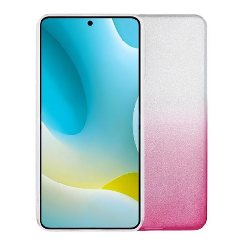 Szilikon telefonvédő (műanyag belső, csillogó hátlap) ÁTLÁTSZÓ/RÓZSASZÍN