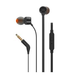   JBL T160 fülhallgató SZTEREO (3.5mm jack, mikrofon, felvevő gomb, lapos kábel) FEKETE