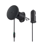 BASEUS CW01 autós tartó (szellőzőre, 15W, wireless, mágneses + autós töltő Type-C aljzat) FEKETE