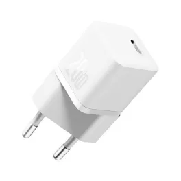   BASEUS hálózati töltő Type-C aljzat (20W, GaN5, PD gyorstöltő) FEHÉR