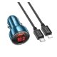 HOCO Z50 autós töltő USB+Type-C aljzat (48W, PD gyorstöltő 3.0, LED kijelző + lightning kábel) SÖTÉTKÉK