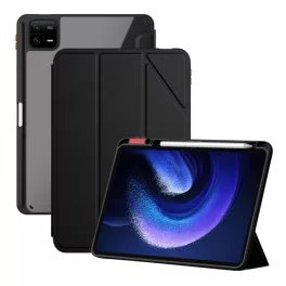   NILLKIN BEVEL tok álló, bőr hatású (aktív FLIP, oldalra nyíló, TRIFOLD, asztali tartó, ceruza tartó) FEKETE