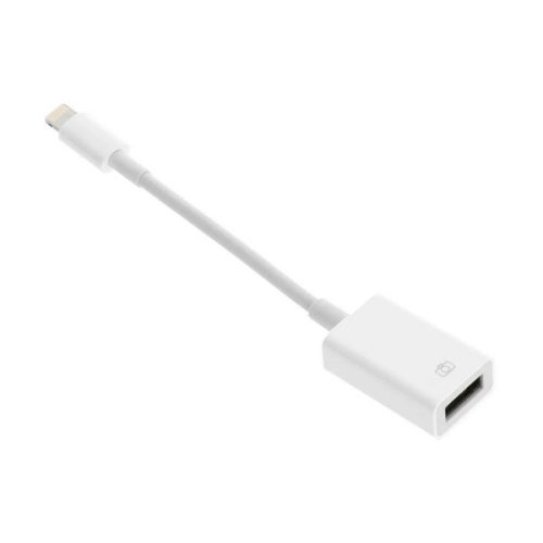 Adapter kábel (USB aljzat - lightning, OTG, adatátvitel, 20cm) FEHÉR