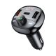 REMAX LODI bluetooth FM transmitter autós töltő 2 USB+Type-C aljzat (54.5W, LED kijelző) FEKETE