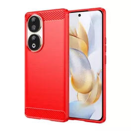   Szilikon telefonvédő (ütésállóság, légpárnás sarok, szálcsiszolt, karbon minta) PIROS
