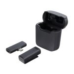 Bluetooth mikrofon (Type-C, LAVALIER csíptethető, aktív zajszűrő + töltőtok) FEKETE