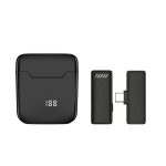 Bluetooth mikrofon (Type-C, LAVALIER csíptethető, aktív zajszűrő + töltőtok) FEKETE