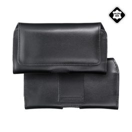   Tok fekvő, valódi bőr (univerzális, övre fűzhető, mágneses, XL méret) FEKETE