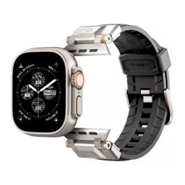   SPIGEN DURAPRO ARMOR pótszíj (egyedi méret, nagy, szilikon, állítható, fém csat) FEKETE/EZÜST