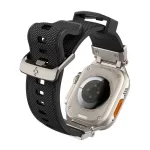 SPIGEN DURAPRO ARMOR pótszíj (egyedi méret, nagy, szilikon, állítható, fém csat) FEKETE/EZÜST