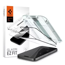   SPIGEN EZ FIT HD képernyővédő üveg 2db (2.5D, tokbarát, ultravékony, 0.2mm, 9H + segédkeret) FEKETE