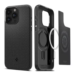   SPIGEN MAG ARMOR műanyag telefonvédő (ütésállóság, MagSafe, csíkos) FEKETE