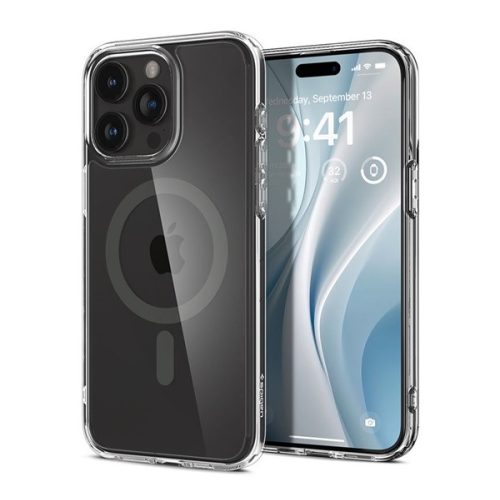 SPIGEN ULTRA HYBRID MAG műanyag telefonvédő (ütésállóság, légpárnás keret, MagSafe) SZÜRKE