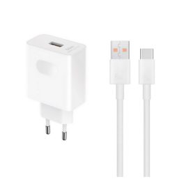   HONOR SuperCharger hálózati töltő USB aljzat (66W, gyorstöltő + Type-C kábel) FEHÉR