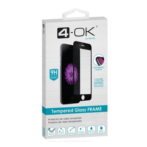 4-OK képernyővédő üveg (3D, full glue, tok barát, 9H) FEKETE