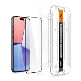   SPIGEN EZ FIT HD képernyővédő üveg (2.5D, tokbarát, ultravékony, 0.2mm, 9H + segédkeret) FEKETE