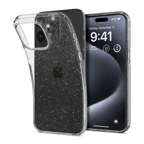 SPIGEN LIQUID CRYSTAL GLITTER szilikon telefonvédő (ütésállóság, légpárnás sarok, csillámporos) ÁTLÁTSZÓ