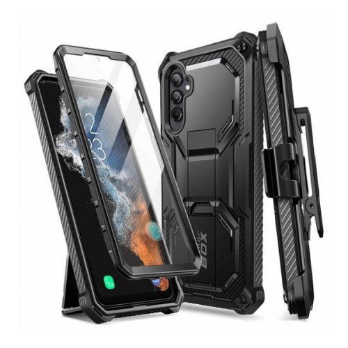 SUPCASE ARMORBOX defender műanyag telefonvédő (erős ütésállóság, légpárnás sarok, övre csíptethető) FEKETE