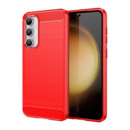 Szilikon telefonvédő (ütésállóság, légpárnás sarok, szálcsiszolt, karbon minta) PIROS   Szilikon telefonvédő (ütésállóság, légpárnás sarok, szálcsiszolt, karbon minta) PIROS