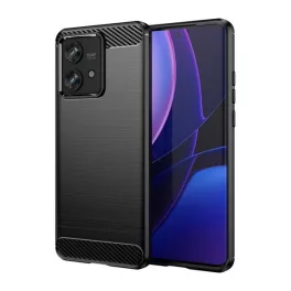   Szilikon telefonvédő (ütésállóság, légpárnás sarok, szálcsiszolt, karbon minta) FEKETE
