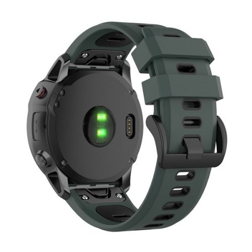 Pótszíj (egyedi méret, 26mm, szilikon, fekete csat, QuickFit csatlakozás) SÖTÉTZÖLD/FEKETE